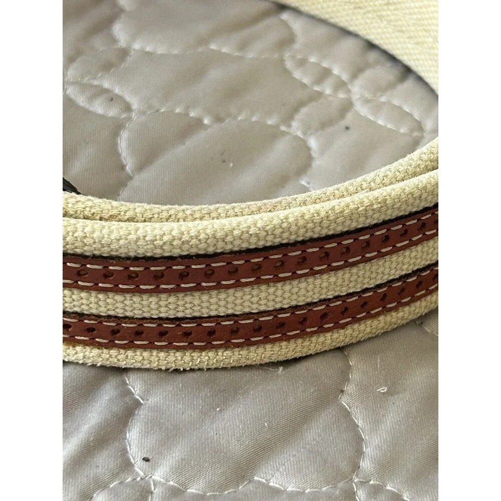 Nike Golf men’s two-tone brown leather and beige canvas belt size 36